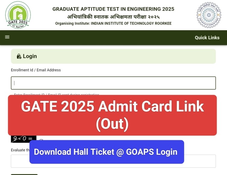 GATE 2025 Admit Card Download Login Link 