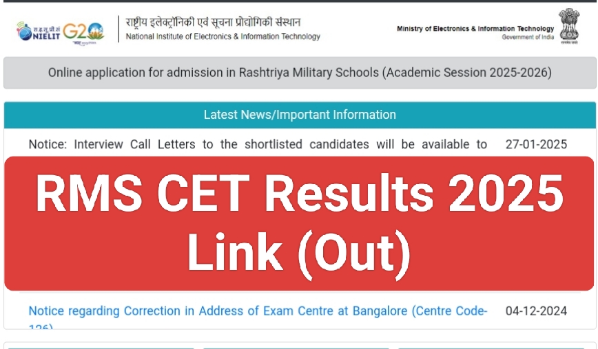 Sarkari Result RMS CET Results 2025 Link