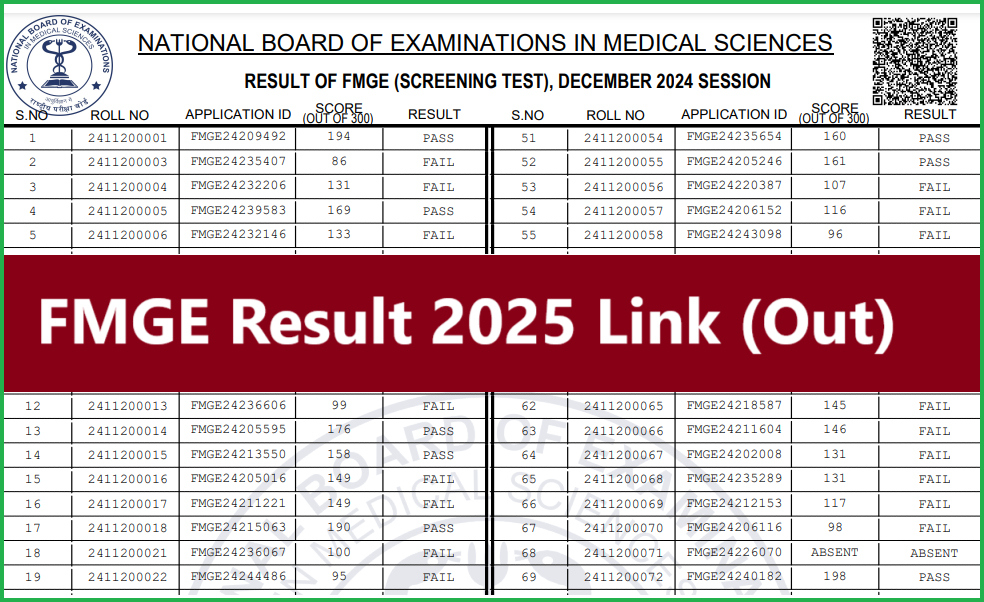 FMGE Result 2024 Pdf Link