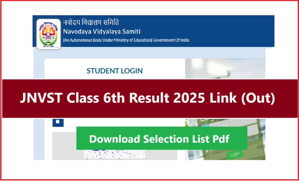 Sarkari Result JNVST Class 6th Result 2025 Downlaod Pdf Link