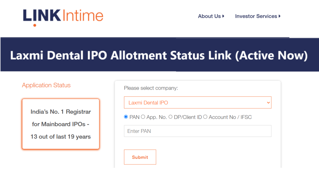 Laxmi Dental IPO Allotment Status Check Online Today Link