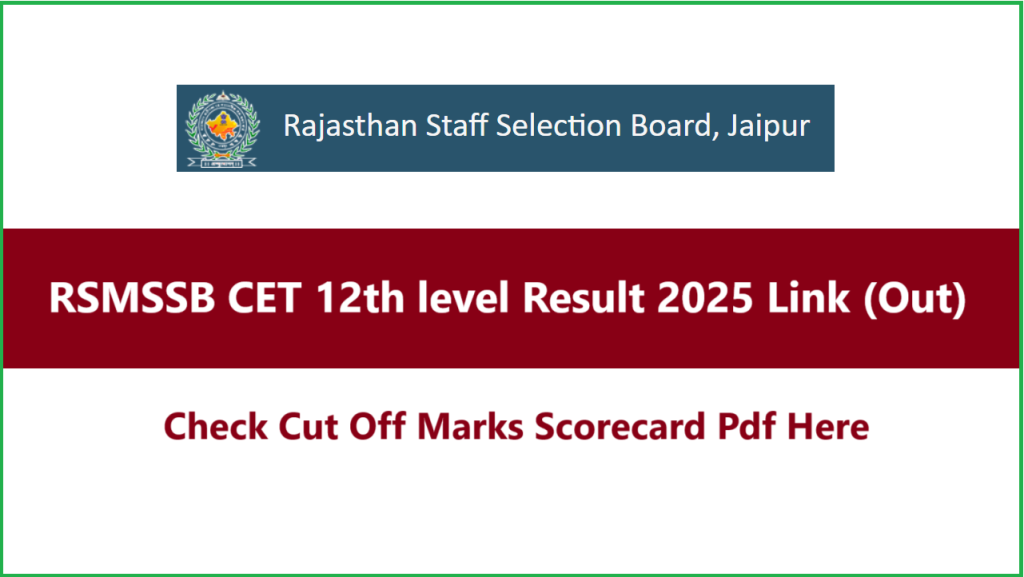 RSMSSB CET 12th level Result 2025 Link