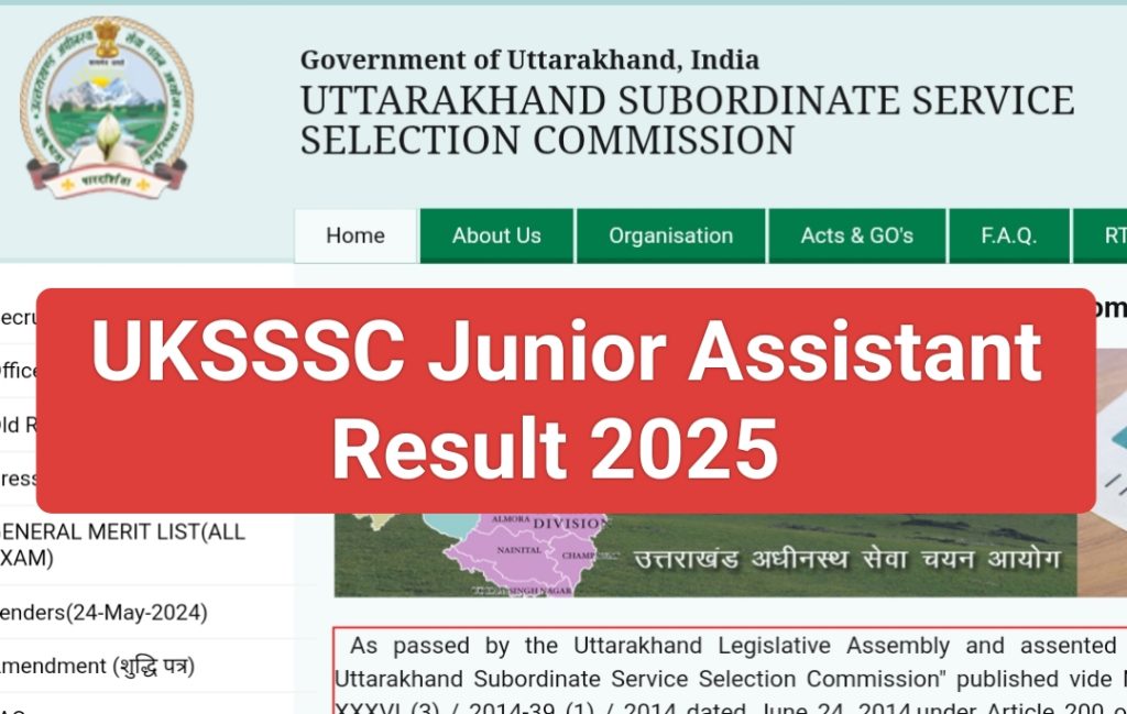 Sarkari Result UKSSSC Junior Assistant Result 2025 Link