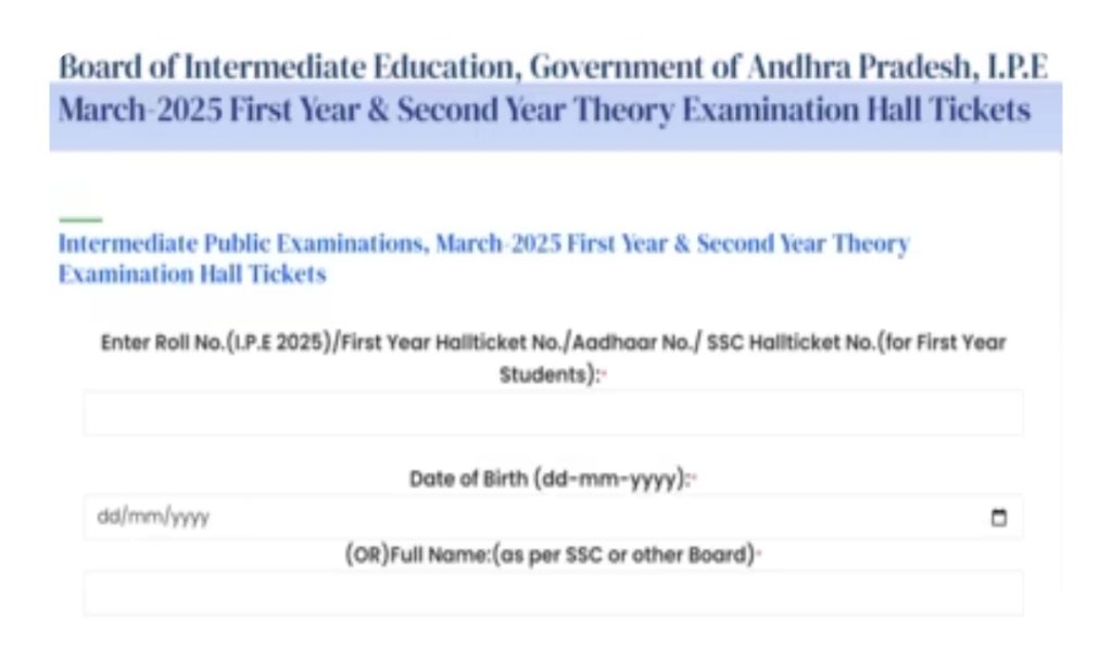 March 2025 Intermediate First Second Year Theory Hall Tickets 