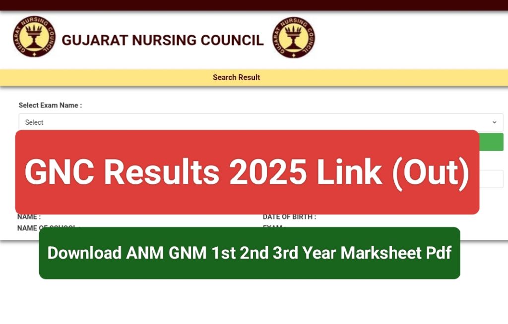 GNC ANM GNM 1st 2nd 3rd Year Result 2025 Link 