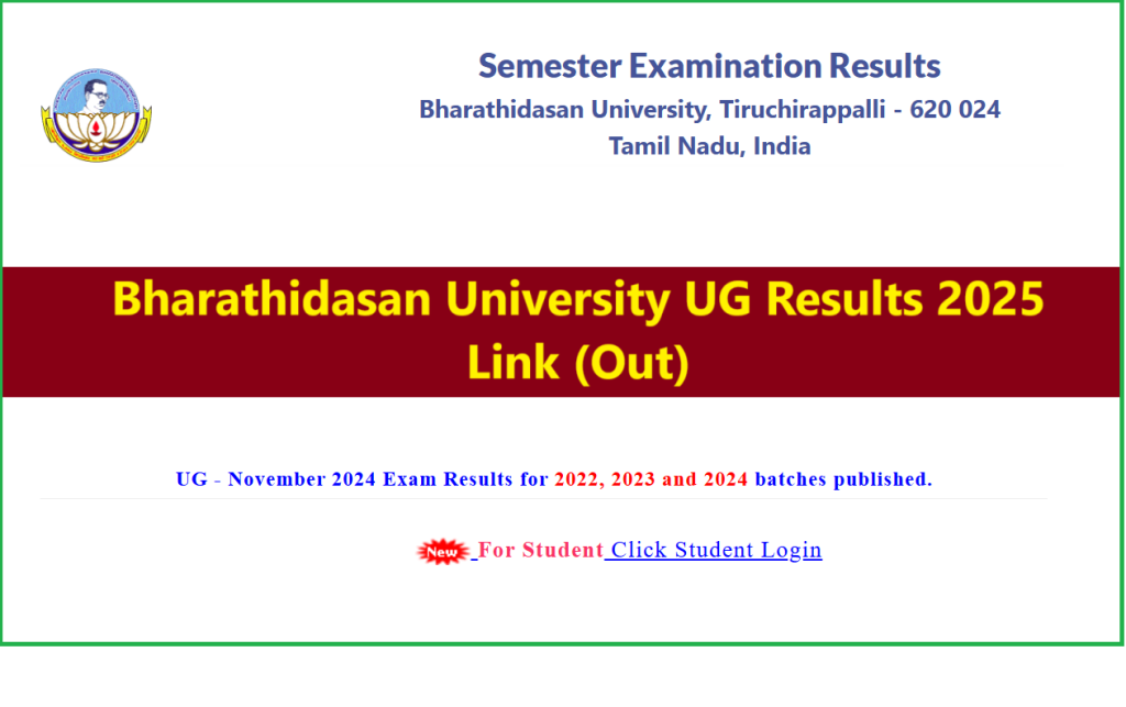 Bharathidasan University Results 2025 Link