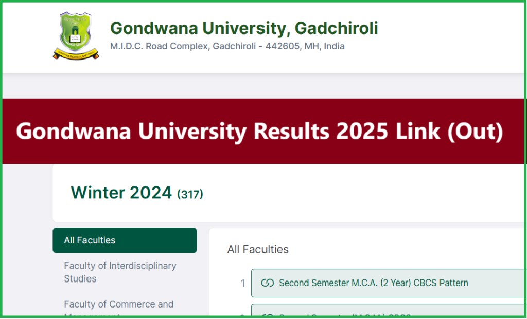 Gondwana University Results 2025 Link