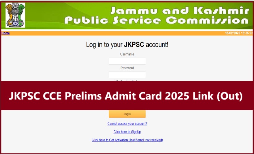 JKPSC CCE Prelims Admit Card 2025 Download Link