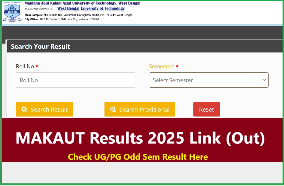 MAKAUT Results 2025 Link